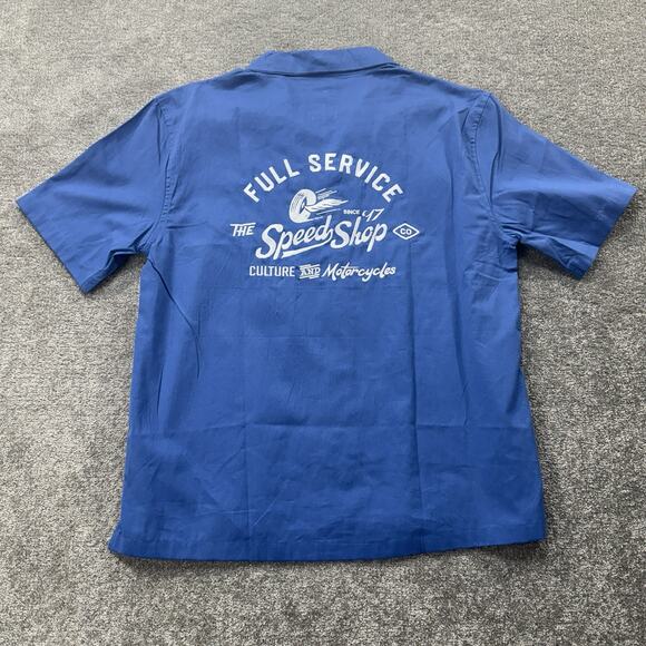 Lark & Owl Motorcycle Speed Shop Men’s Shirt Large Blue Button Up Vintage Look. - Picture 7 of 7